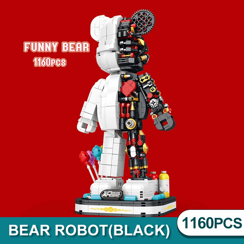 

Идея, черный 3D полутелесный механический медведь, модель робота, строительные блоки, кирпичи, Забавный комплект медвежьего кирпича, игрушки для детей, подарки