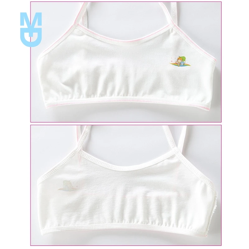 

New 3pcs Children Sling Vest for Girls Bra Cotton Teenager Underwear Student Training Bras Cute Bralette Tube Tops Random Patter