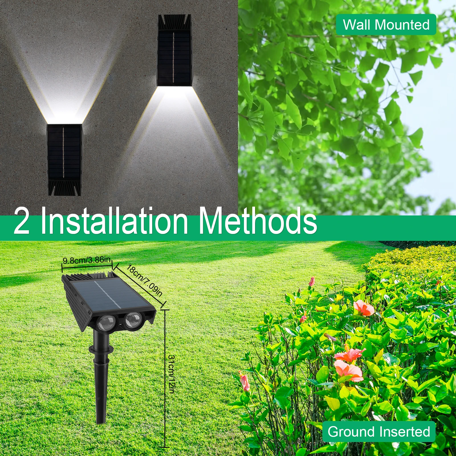 1/2/4 шт. водонепроницаемый светильник на солнечной батарее