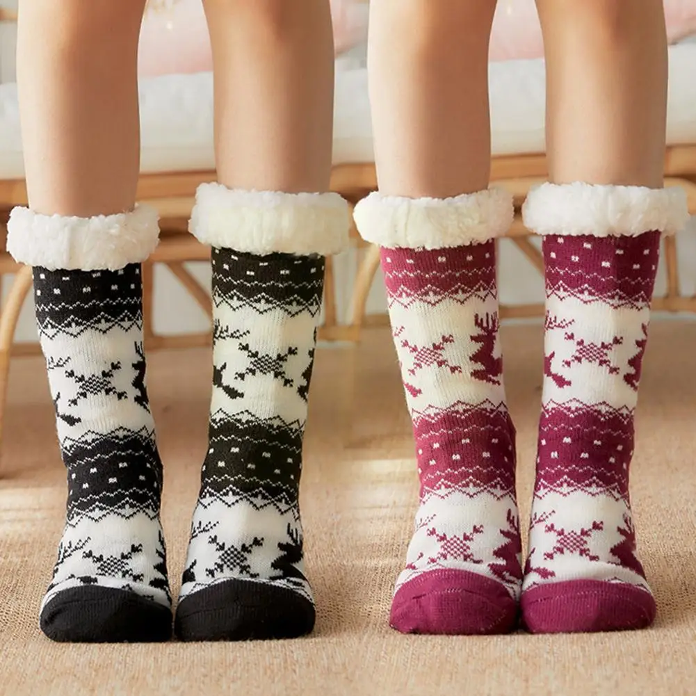 

Christmas Socks Elk Snowflake Middle Tube Floor Socks Socks Warm Adult Velvet Carpet Sleeping Socks Socks Plus N1x3
