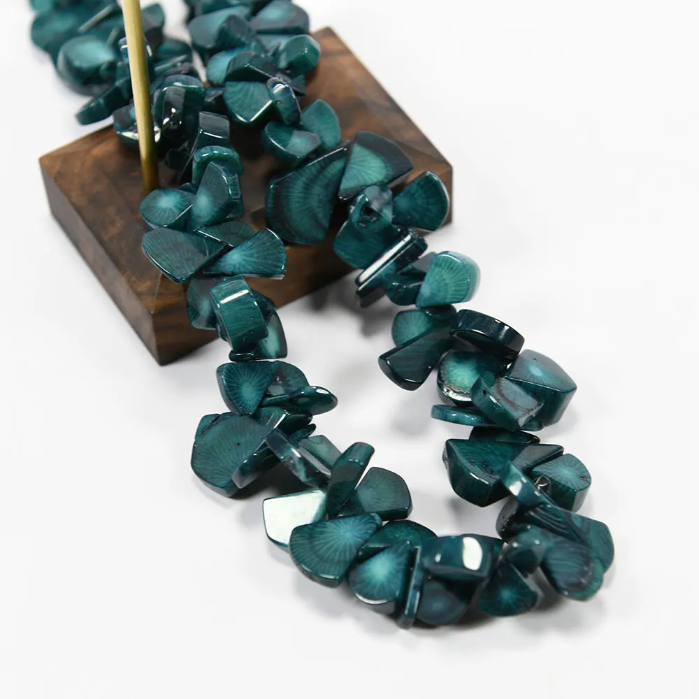 APDGG Top-drilled Fan Blue Coral Gems Stone Loose Beads 15'' Strands Jewelry Making DIY