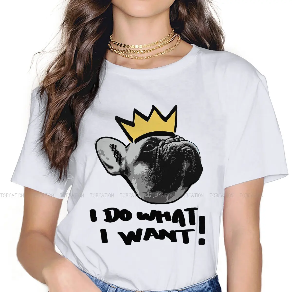 

French Bulldog Cute Dog 100% TShirts King I Do What I Want Homme T Shirt 4XL Clothing