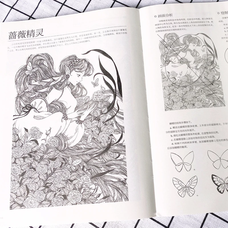 Li Meng Ji Волшебная линия сказочная Эстетическая книга для рисования черно-белая