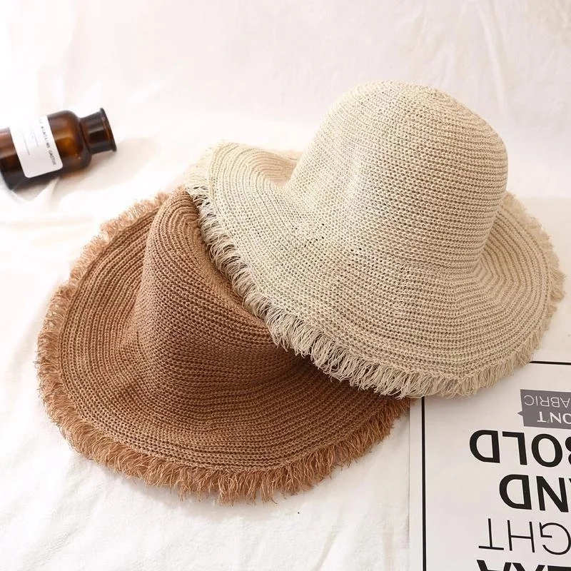 

Women's Fashion Hat Wide Brim Beach Sun Hat with Fashion Solid Color Sun Hat Straw Hat Women's Sun Bucket Hat