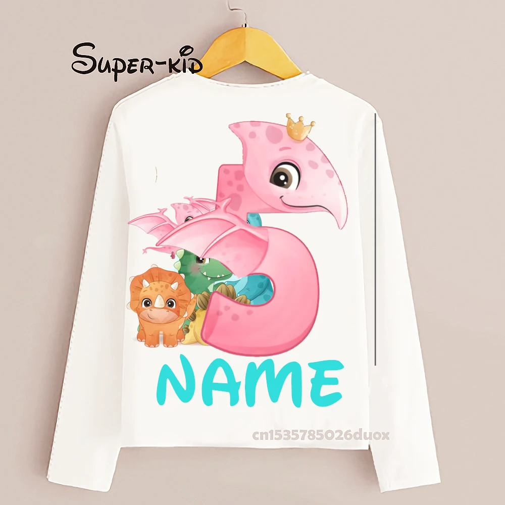 Футболка с длинным рукавом для мальчиков и девочек рубашка динозавром дня