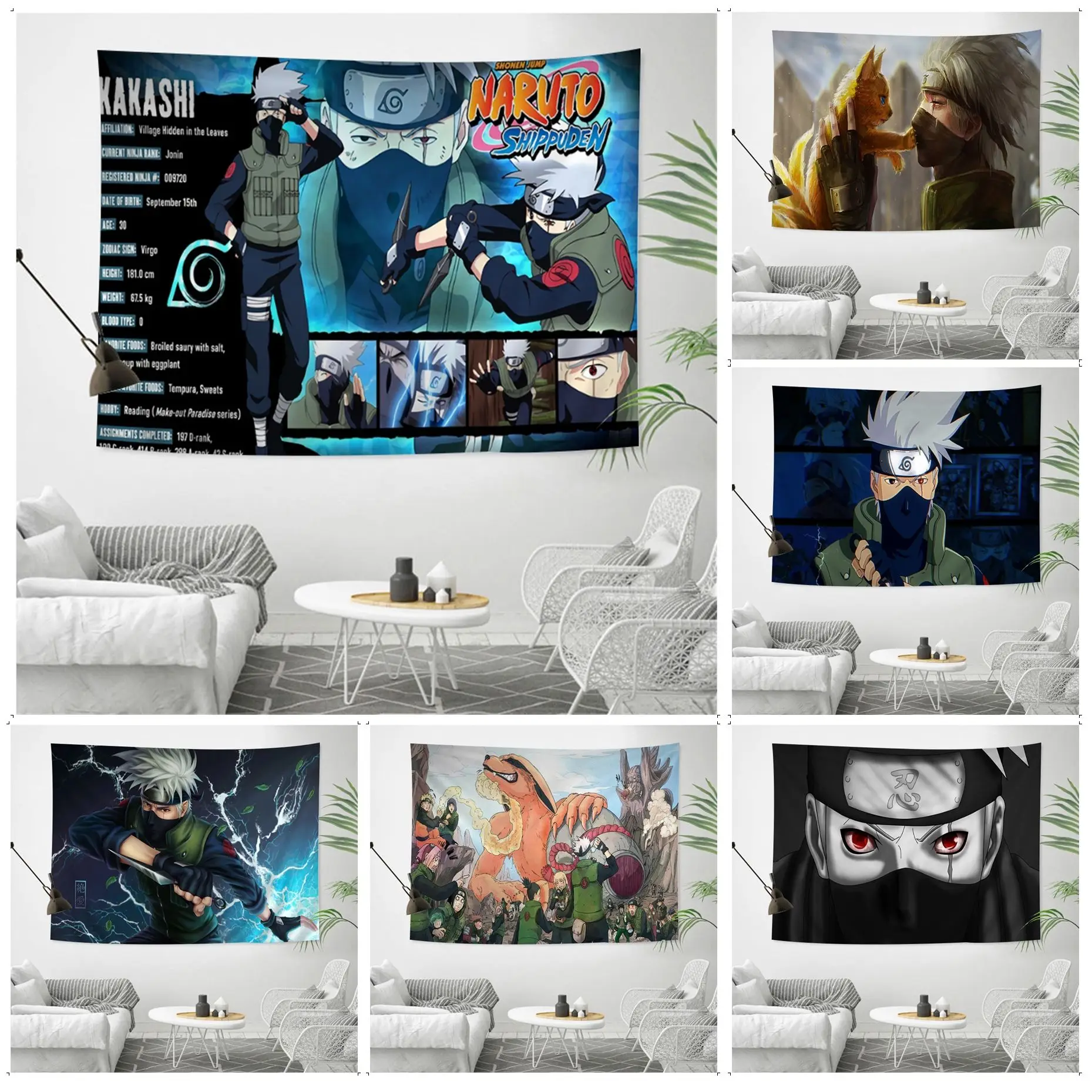 

BANDAI Naruto Kakashi Printed Large Wall Tapestry For Living Room Home Dorm Decor Decor Blanket