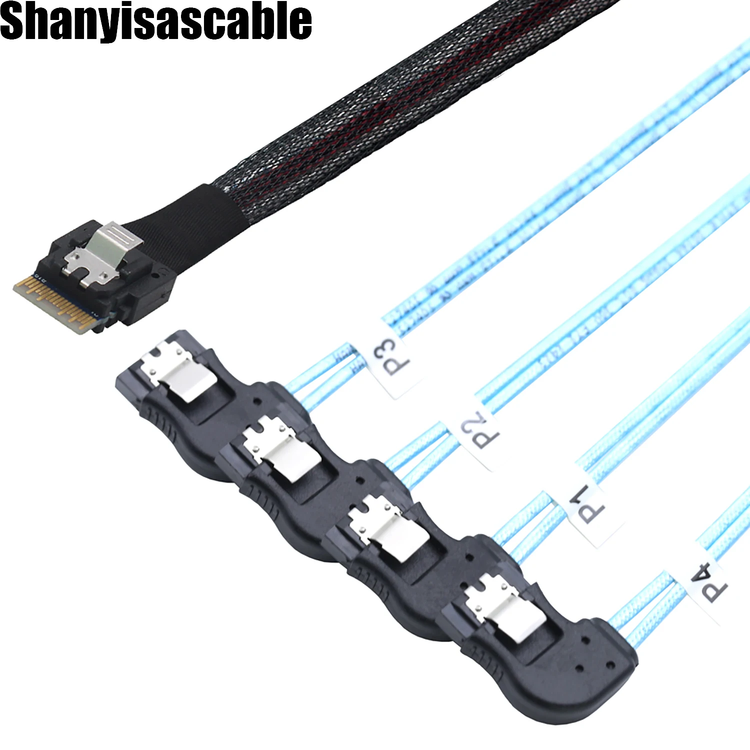 0 5 M PCI-E Ultraport Slimline SAS 4 38pin SFF-8654 4i до 4X SATA 7P Женский прямоугольный кабель