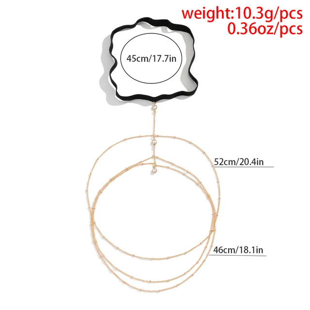 IngeSight.Z Sexy Multilayer Tassel Pearl Clip Bead Leg Chain for Women Simple Adjustable Elastic Thigh Chain Beach  Body Jewelry 5
