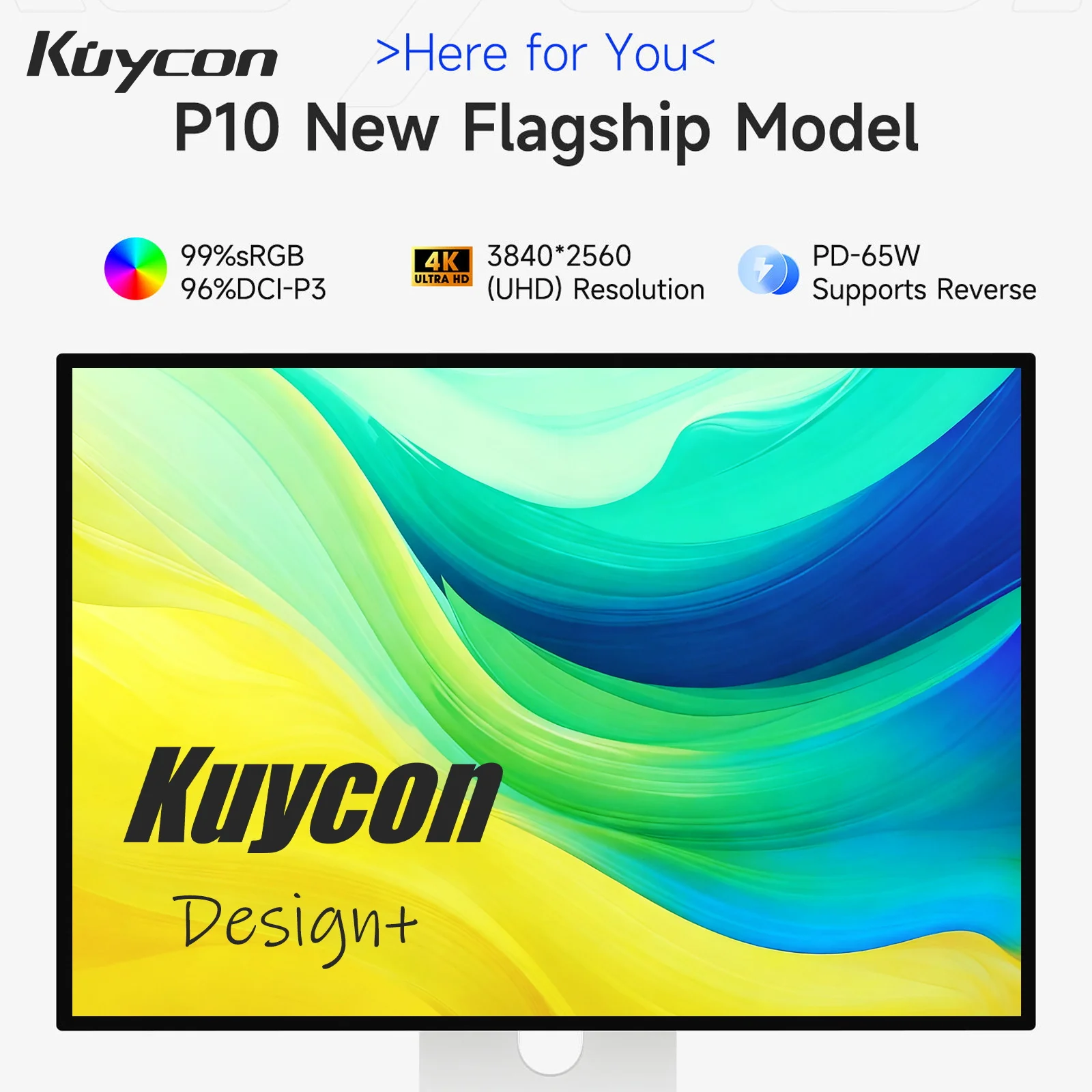 Фото Kuycon P10 светодиодный ЖК-монитор компьютера 31,5 дюймов HD с полным широким экраном IPS стеклянная зеркальная поверхность 4K для XBox PS4 PS5 Switch PC Monitor №2