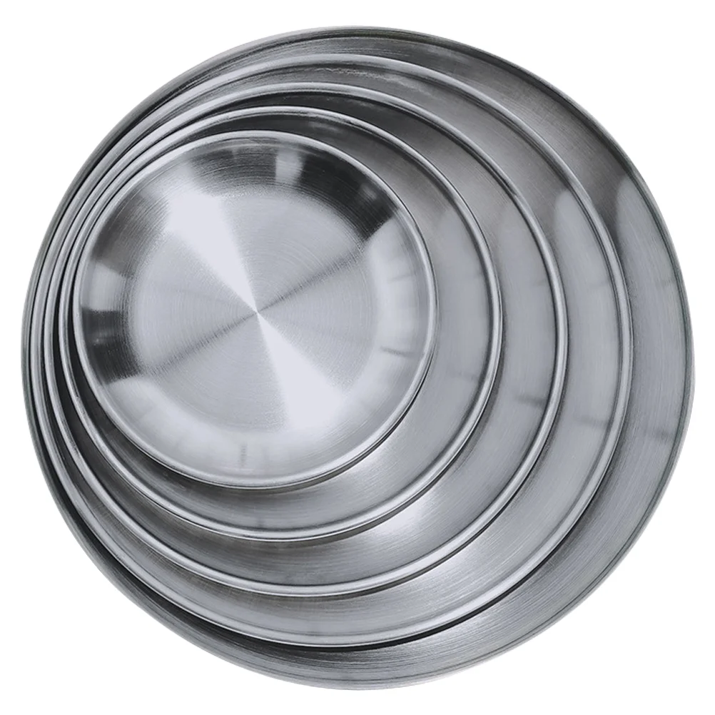 

5pcs Stainless Steel Picnic Tray Dinner Plate Food Plate Durable BBQ Plate