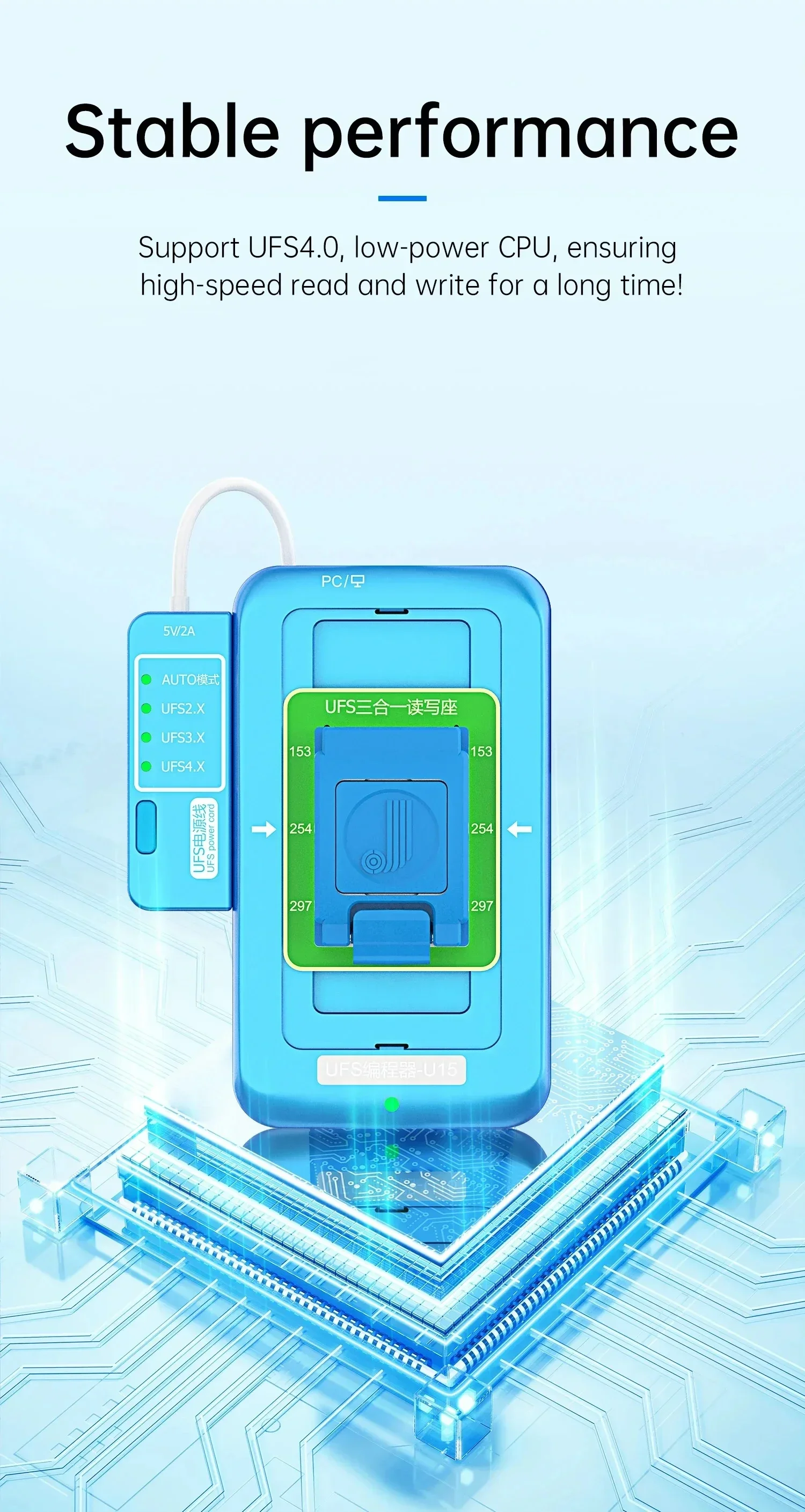 Программатор JC JCID UFS U15 BGA153/254/297 3 в 1 разъем для чтения и записи 2 X/3 X/4 X NAND чип