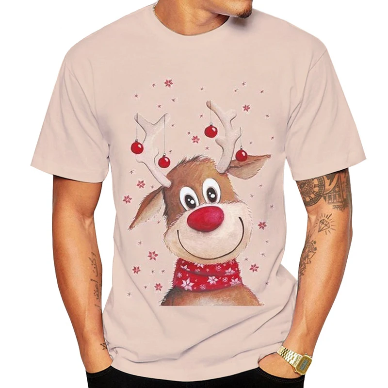 

2023 New Summer Men's T-shirt 3D Printing Christmas Short Sleeve Fashion Oversized Fun Clothing Casual Harajuku Top
