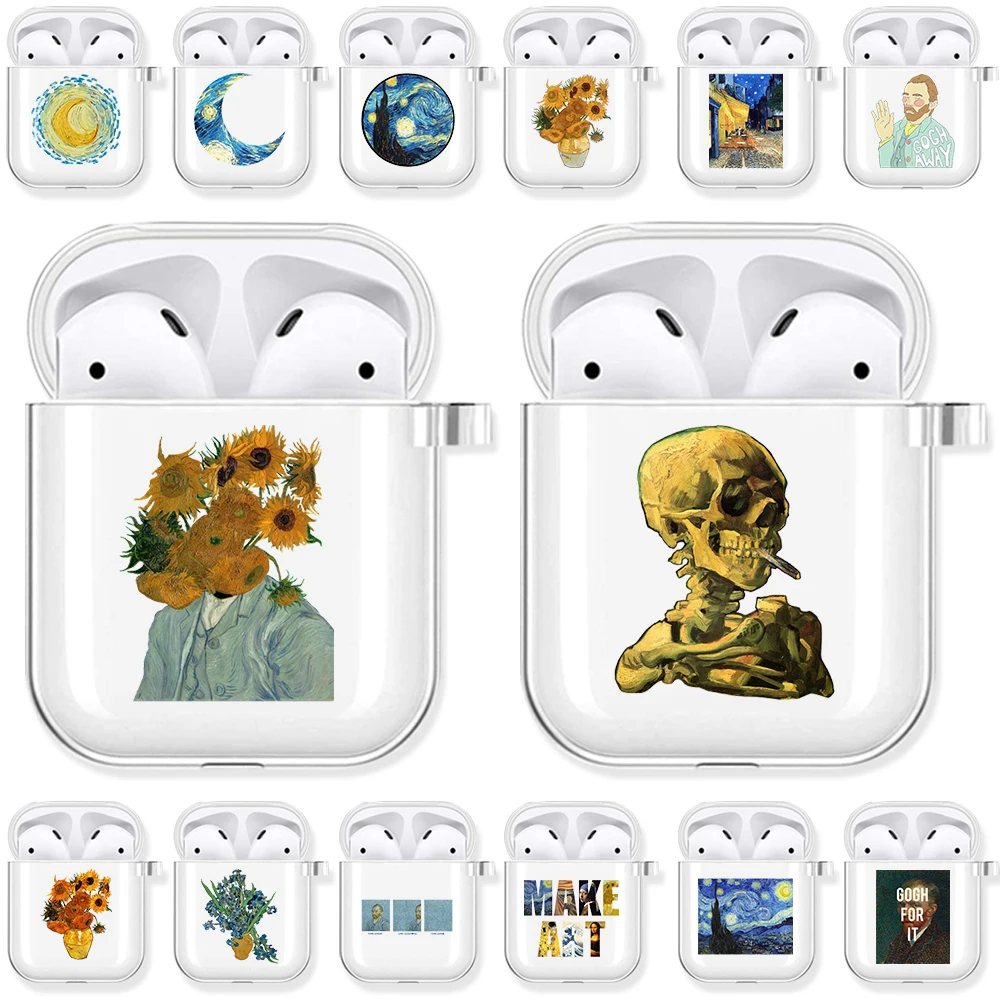 

Прозрачный чехол из ТПУ с изображением Ван Гога в эстетике для Airpods Pro 3 2 1, рисунок подсолнухом, Bluetooth наушники Airpod, чехол для s