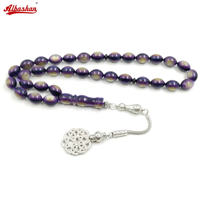 Фото Tasbih фиолетовая смола 33, молитвенные бусины, турецкий тарабзон, аксессуары, Ид, Рамадан, подарок, исламский арабский модный браслет №1