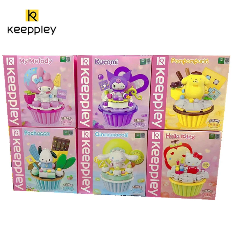 

Keeppley Sanrio Kawaii Genuine Hello Kitty Block Small Cake Series Assembled Building Toys Cartoon Anime Kuromi PuzzleChildGift