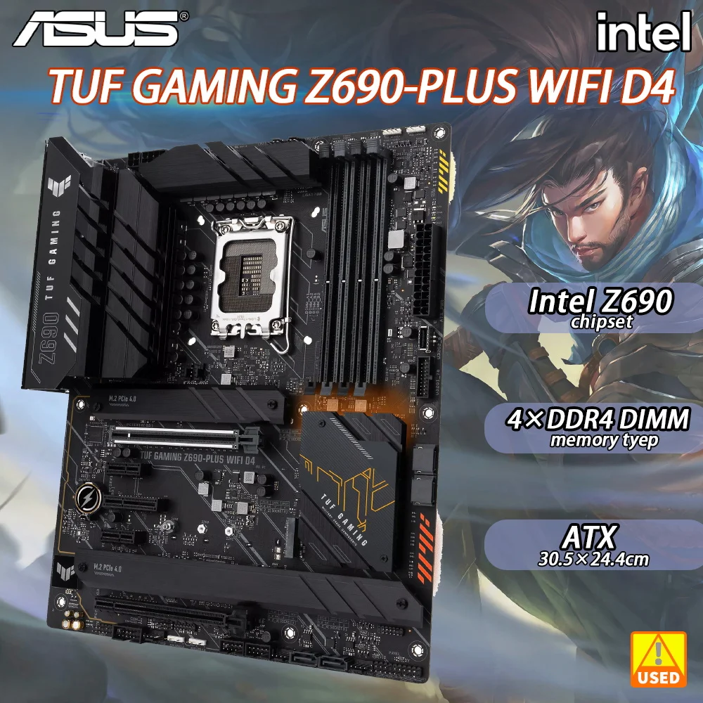 

LGA 1700 motherboard ASUS TUF GAMING Z690-PLUS WIFI D4 adopts Intel Z690 chipset 4×DDR4 5333 (OC) MHz128GB PCI-E 5.0 4×M.2 ATX