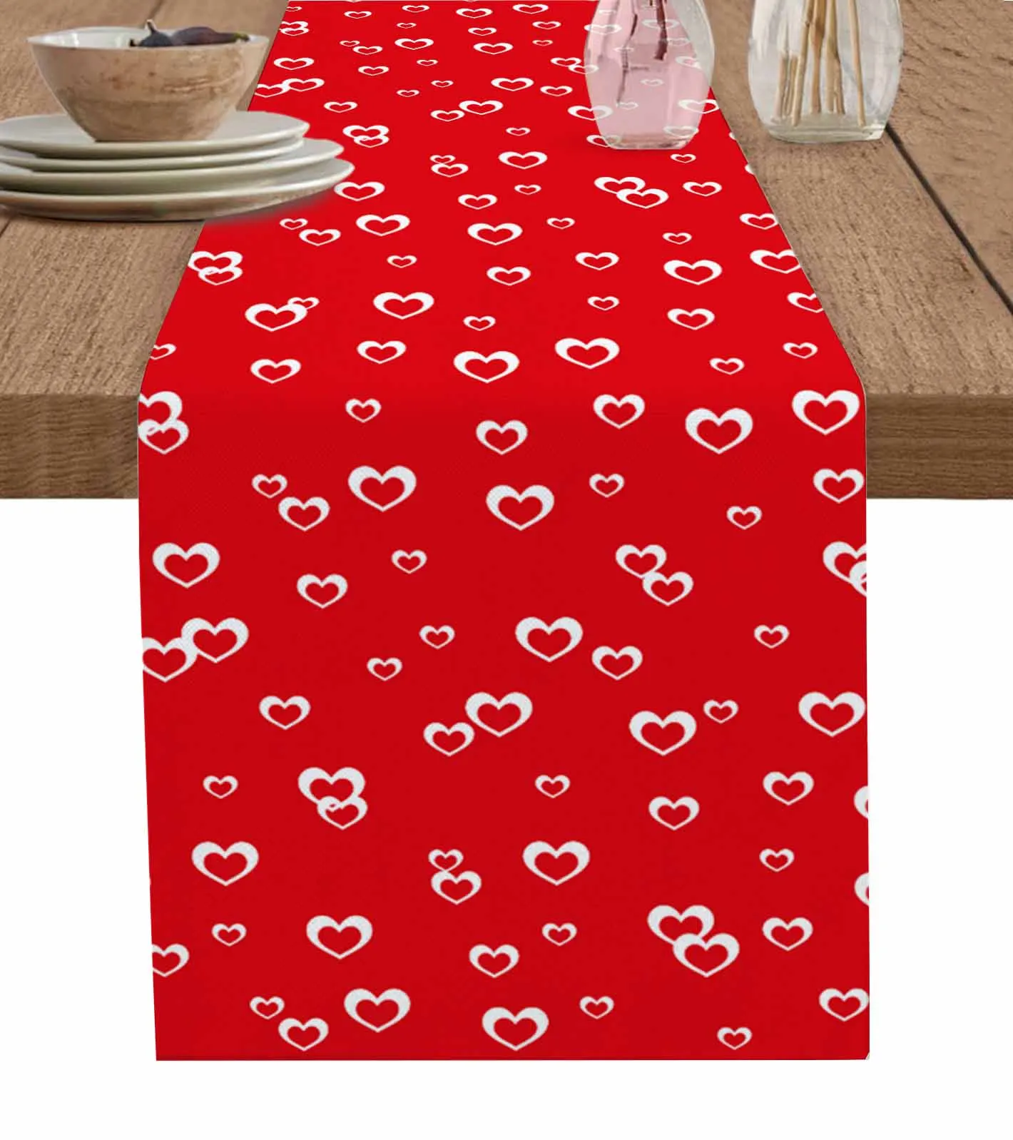 

Valentine'S Day Love Texture Table Runner Luxury Wedding Decor Table Runner Home Dining Holiday Decor Tablecloth