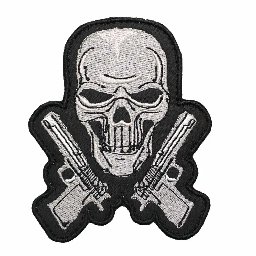 Тактическая вышивка Skeleton gun нашивка крючком и петлей