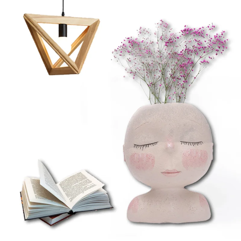 

JIEME Ins Creative Art Modeling Sculpture Doll Flowerpot Fleshy Potted Garden Decoration Nordic Desktop Resin Decoration
