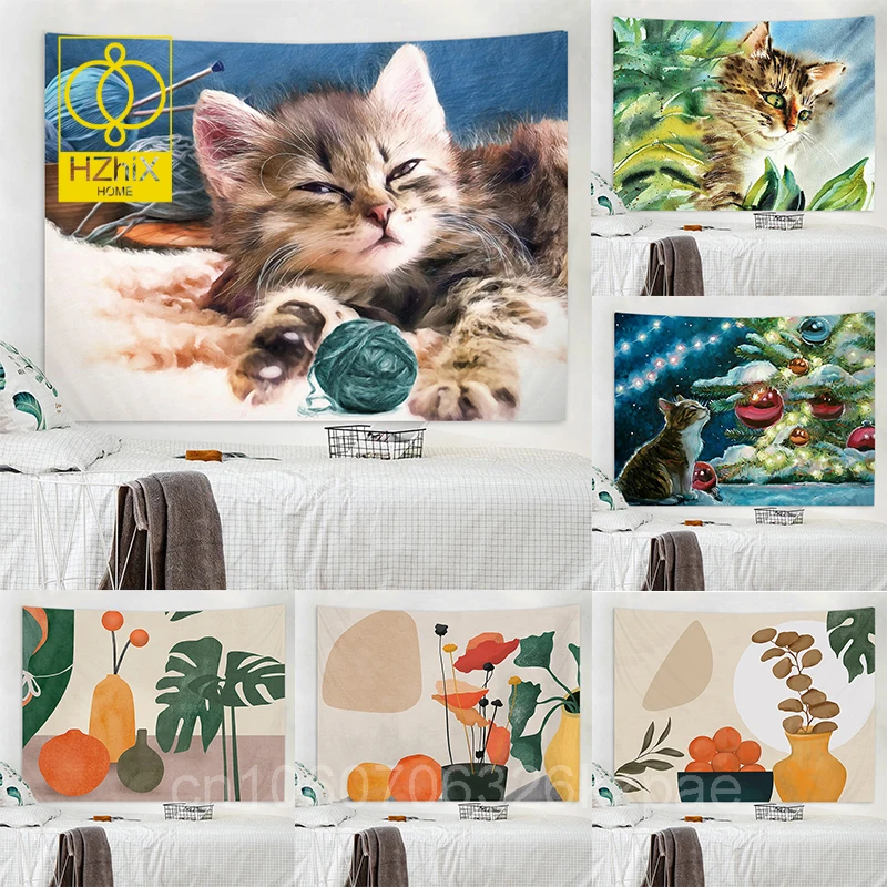 

Cute Cat Pattern Decorat Background Cloth Bedroom Hanging Cloth Room Remould Sofa Layout Tapestry Home Wall Cloth Decor Blanket
