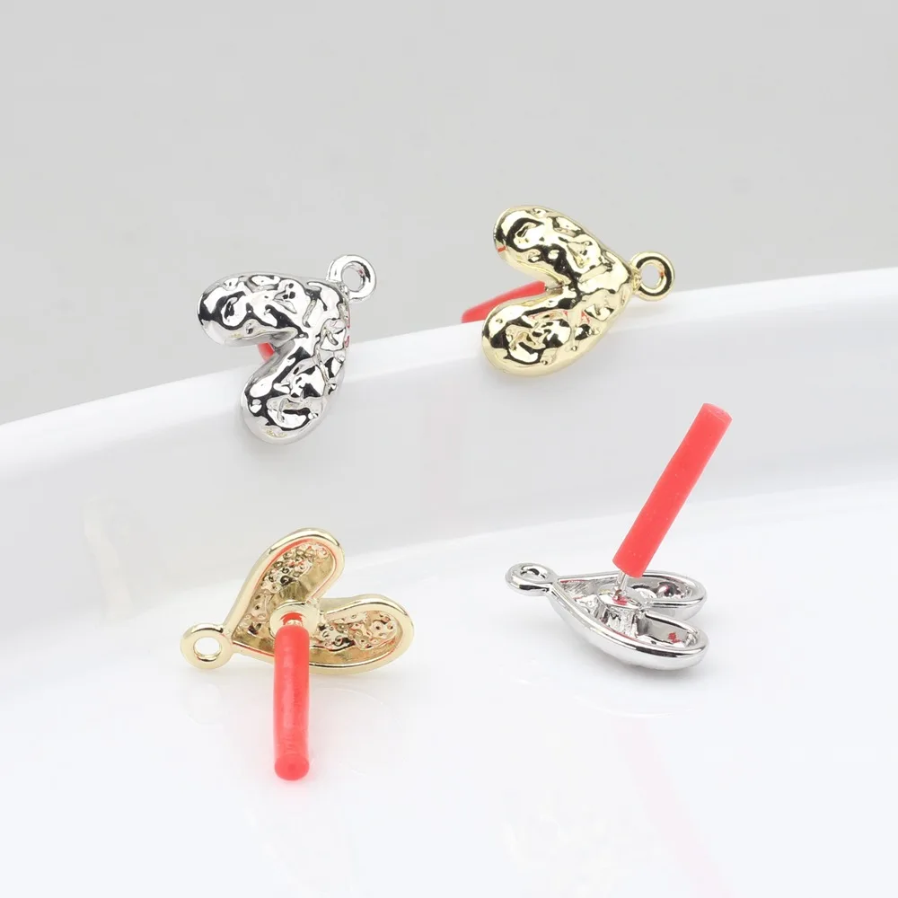 Соединительные серьги-гвоздики в форме сердца из сплава для самостоятельного