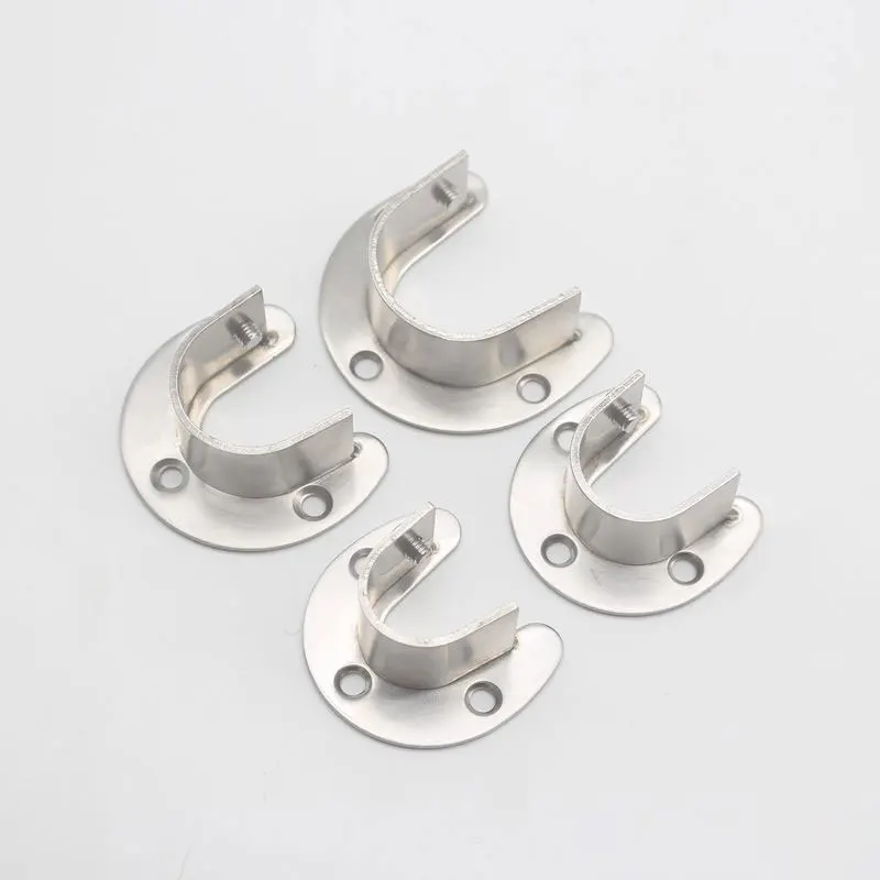 

U shaped 4PCS Wardrobe Bracket Heavy Duty Stainless Steel Rod Socket Flange Rod Holder Closet Rod End Support 19/22/25/32mm