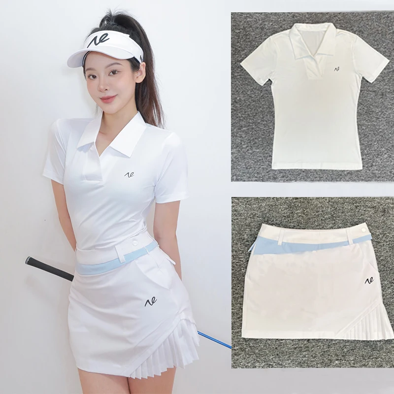 

Женская дышащая удобная уличная спортивная юбка Golf с короткими рукавами, универсальная плиссированная сумка с прострочкой, юбка на бедрах