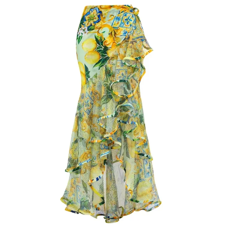 Женский слитный купальник с V-образным вырезом и юбкой