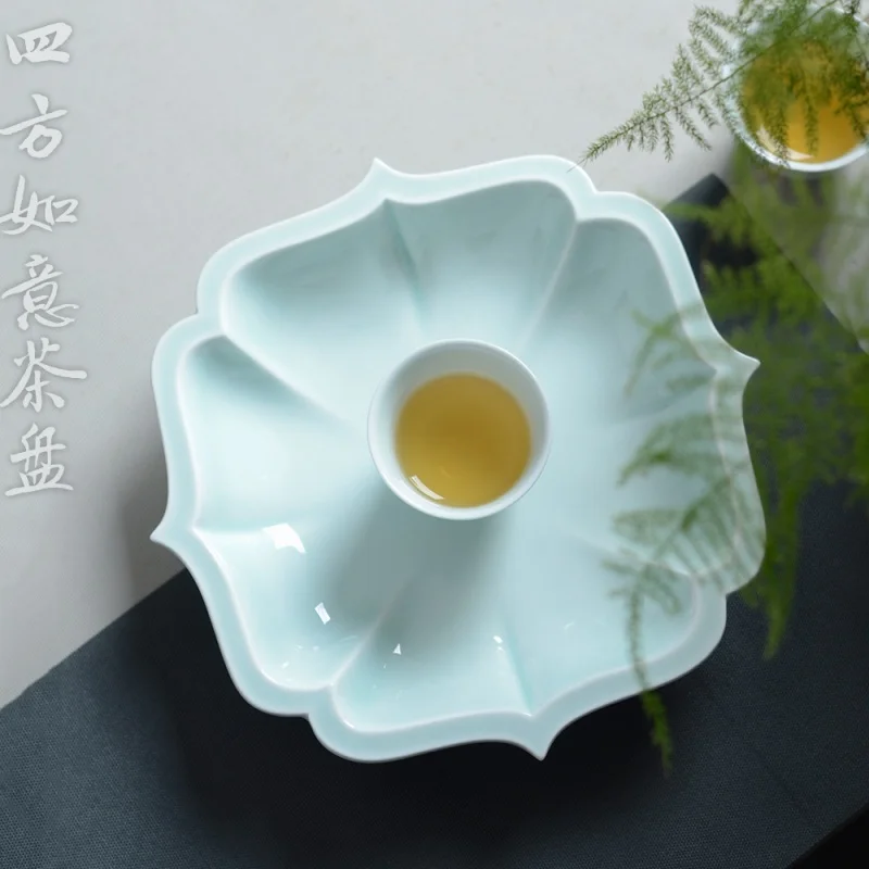 

★Бамбуковый чайный поднос Цзиндэчжэнь Sifang, чайный столик кунг-фу, домашние закуски, чайный поднос, керамические аксессуары для чая Цзиндэчжэнь