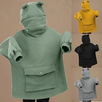 women frog hoodie sweatshirt stitching tops pocket cute three dimensional pullover oversized hoodie 2021 spring couple clothes