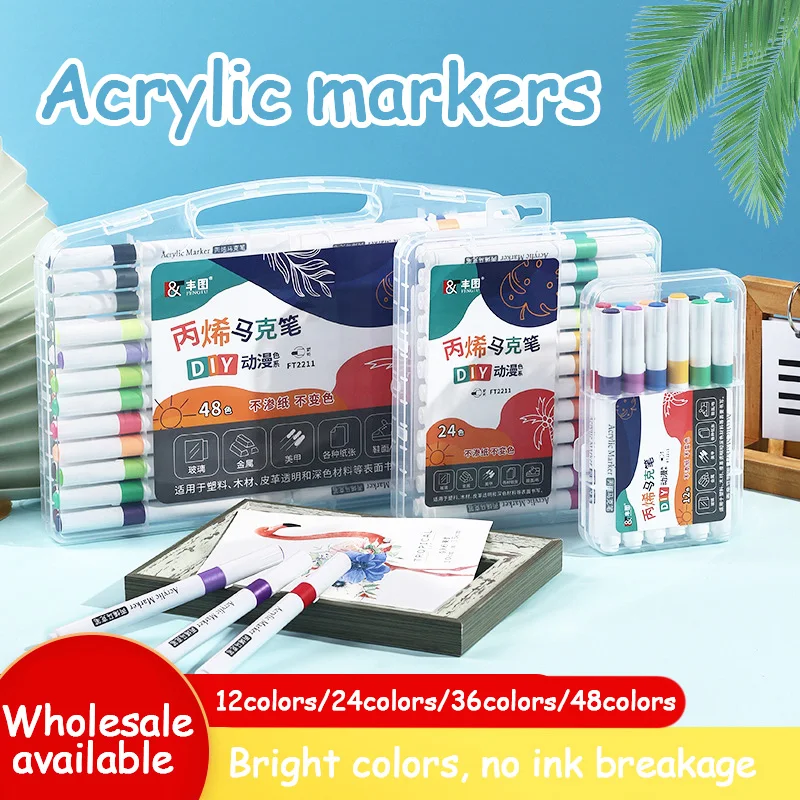 

Art Painting Acrylic Markers Pen Set Children DIY Coloring Pens Painted Marker Pen Comic Hook Line Pen Brush Gift Toy Stationery