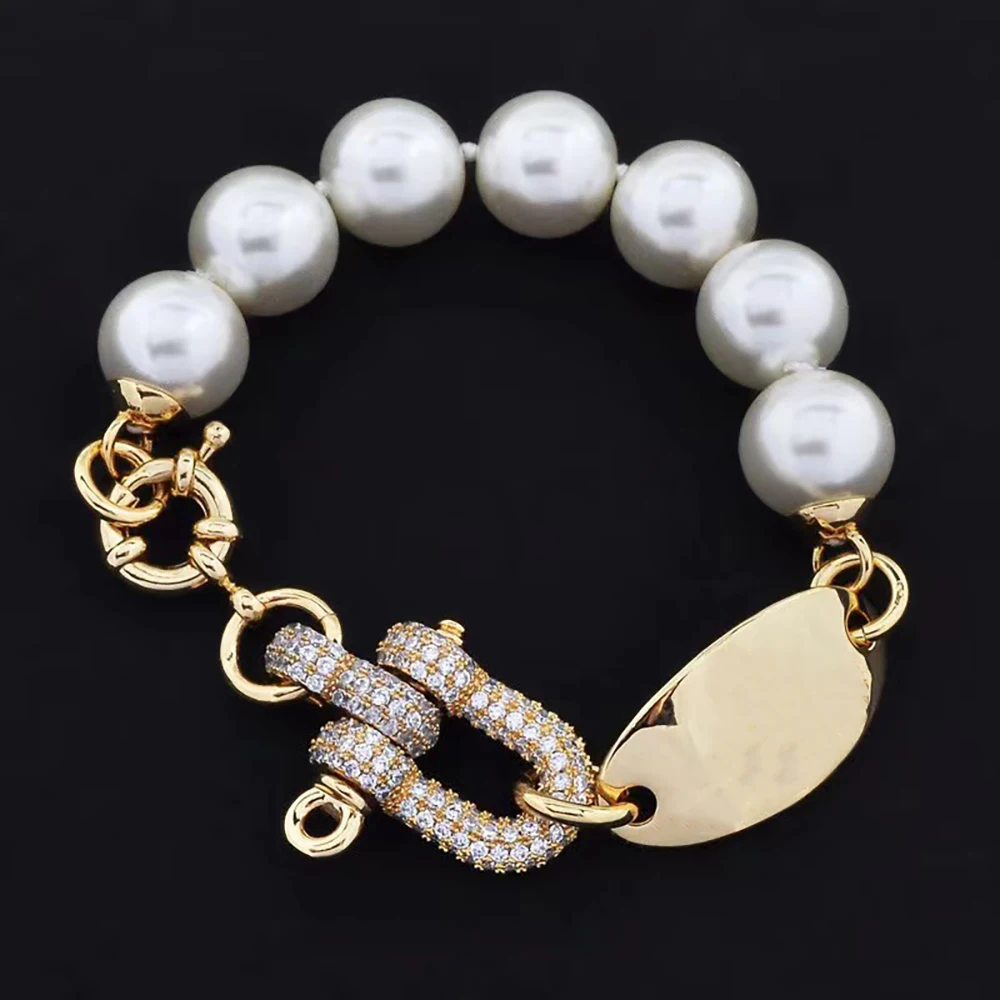 

For Saturn Pearl Beads Bracelet Full Diamond Jewelry Bracelets