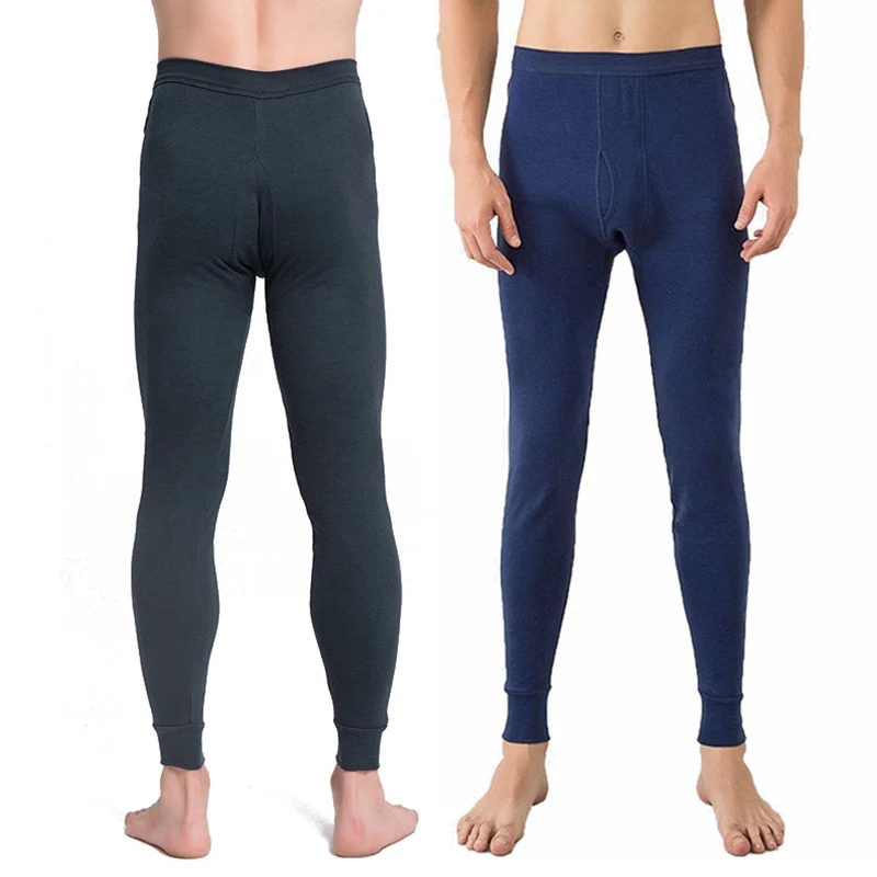Cotton Men's Long Johns Warm Thermal Pants Breathable Under Trousers Solid Color Underwear Men Sleepwear | Мужская одежда