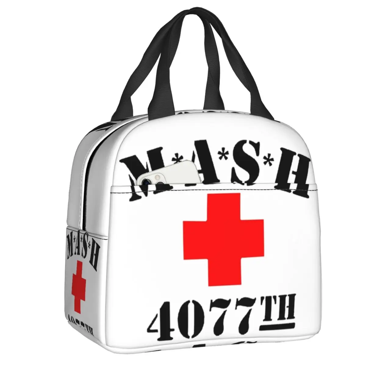 

MASH 4077 Logo Insulated Lunch Bags for Camping Travel US Army War Tv Leakproof Thermal Cooler Bento Box Women Kids