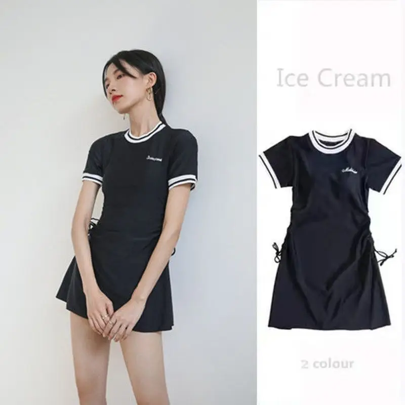 

Swimsuit Female Summer Cover Belly Slimming Korean Sports Seaside One Pieces Student Conservative Loose Swimming Suit Swimwear