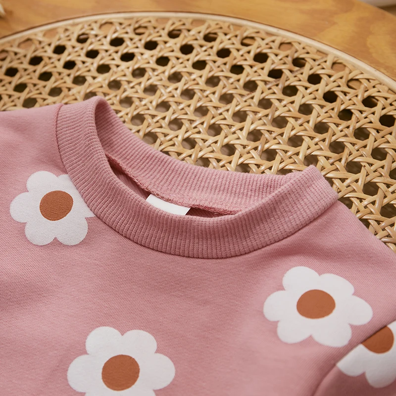 2 шт./комплект Детский свитшот с длинным рукавом и цветочным принтом