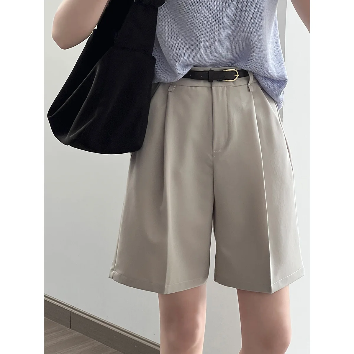 Casual Suit Shorts for Women's Loose Fitt High Waisted Wide Leg Casual Pants 2023 Summer New Solid All-match Short Trousers