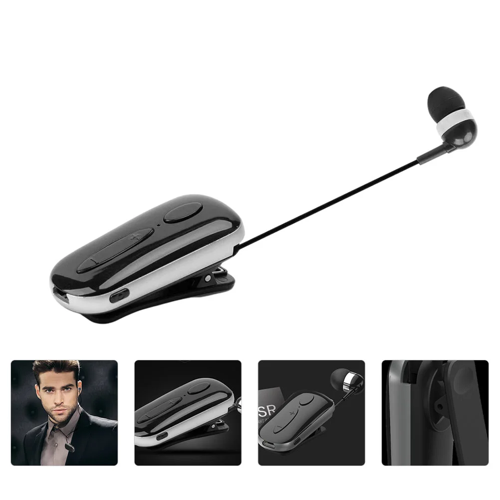 

Professional Clip- on Earbud Wireless Headphone Retractable Earphone ( Black )
