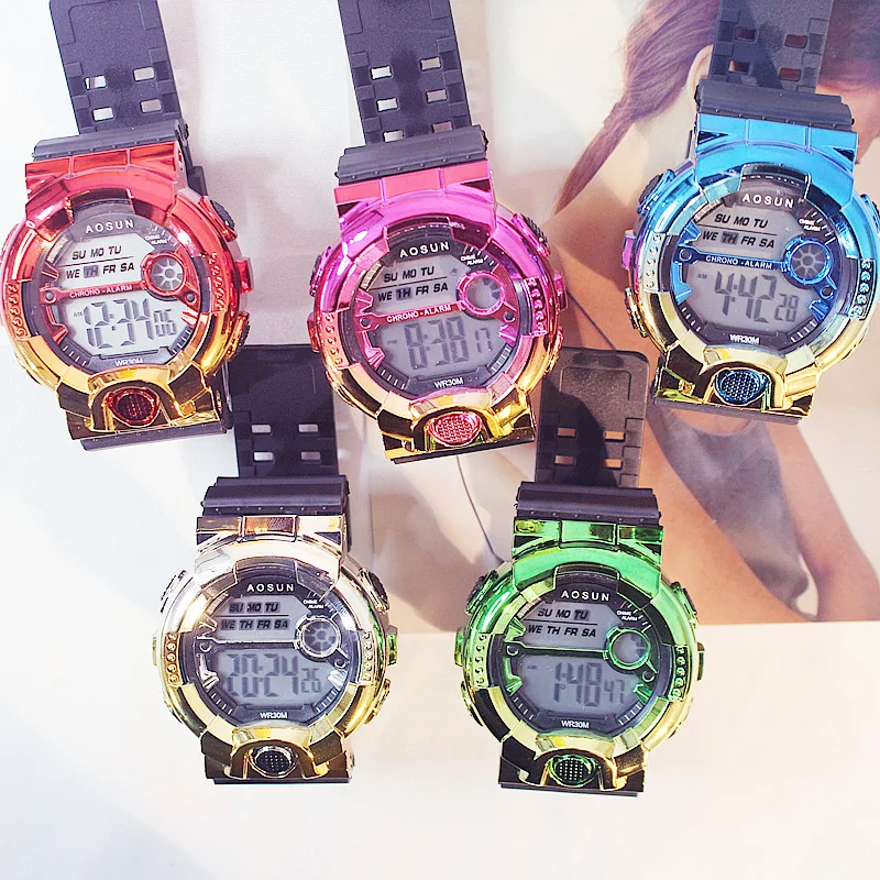 Electronic watch for primary and middle school students luminous waterproof and fall proof