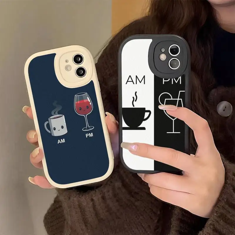 

Coffee Wine Cup Phone Case Hard Leather Phone Case for iPhone 13 12 Mini 11 14 Pro Max Xs X Xr 7 8 Plus 6 6s Se 2022 silicone