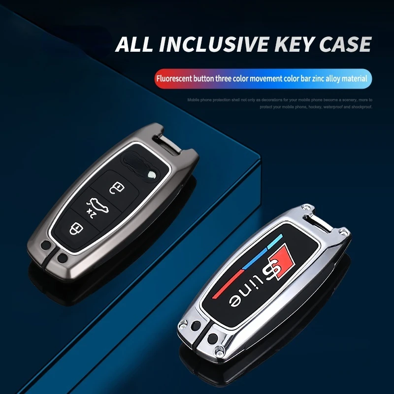 

Zinc Alloy Car Key Case For Audi A6 A7 A8 Q8 E-tron C8 D5 A8L A6L 2018 2019 2020 Keys Cover Fob Shell Set Keychain Accessories