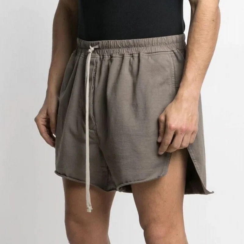 2023 New Double-line European and American Summer Sports Casual Split Drawstring Shorts Men's Trend Loose Zipper Pocket Capris
