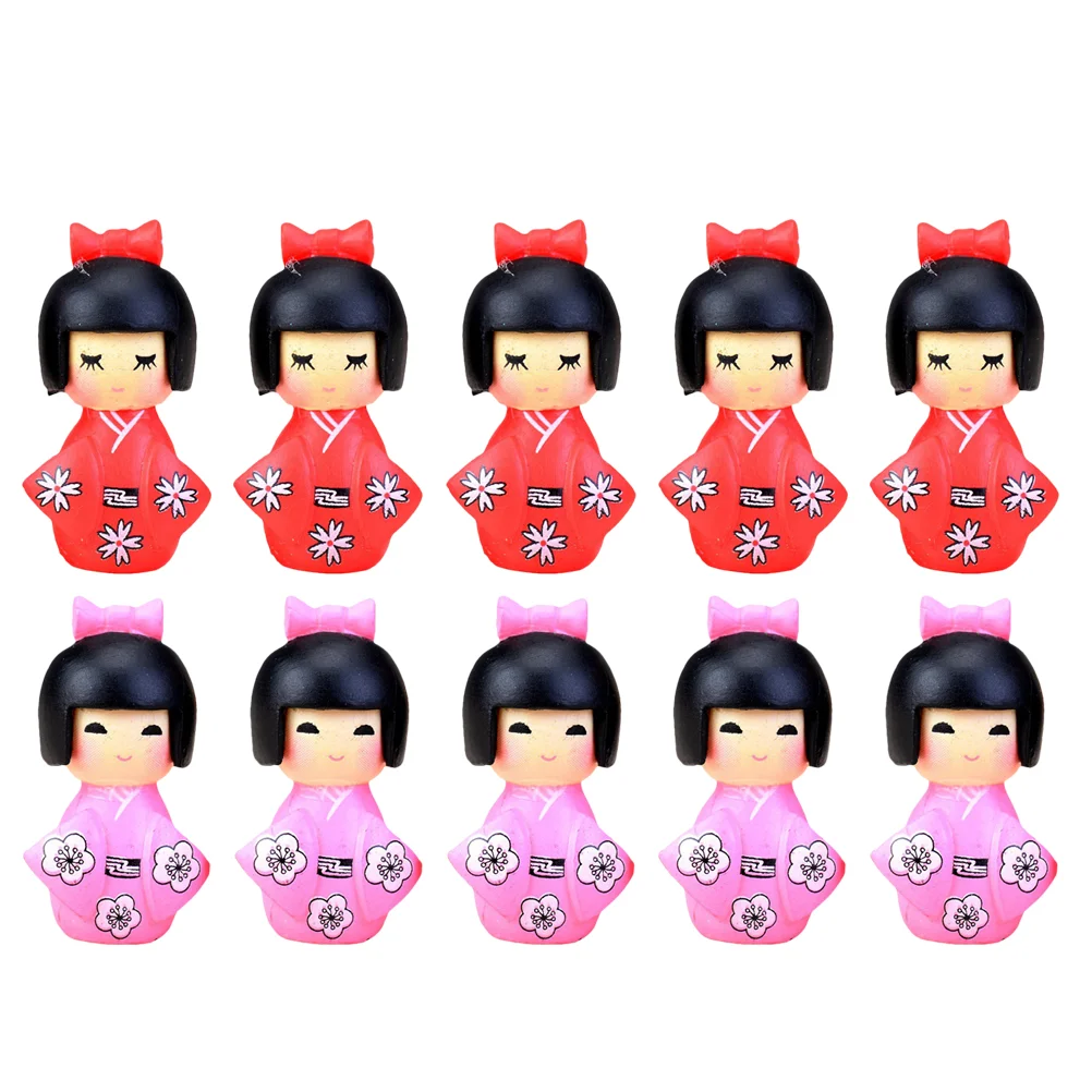 

10 Pcs Kimono Desktop Decor Traditional Crafts Accessories Tabletop Traditional Dollss Statue Plastic Miniature