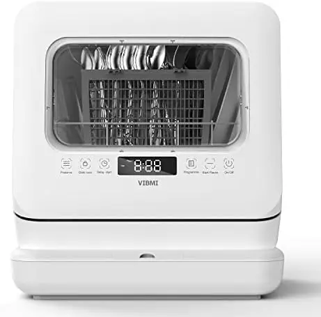 

Dishwasher, Portable Dishwasher with 6L Water Tank & 6 Programs, Mini Dishwasher with 360° Dual Spray & Air-Dry, Water/