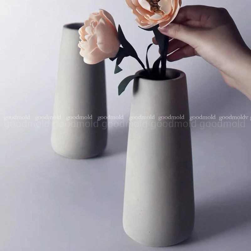 Simple Cement Vase Silicone Mold Large Concrete Terrazzo Plant Flower Arrangement Molds Round Nordic Style Home Decor DIY Tools