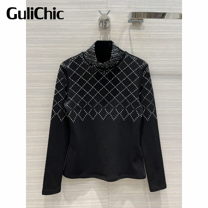 

Женская трикотажная футболка GuliChic 10,25 хлопок мягкая удобная тонкая футболка с воротником-стойкой