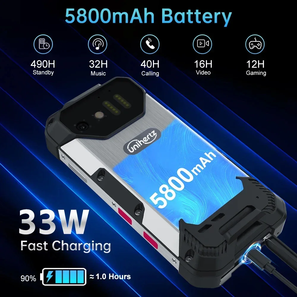 Прочный Мини-смартфон Unihertz 8849 Tank, 24 ГБ, 256 ГБ, 4,3 дюйма,  Восьмиядерный телефон, 5800 мач, МП, 40 м, лазерный дальномер/светодиодный  ...