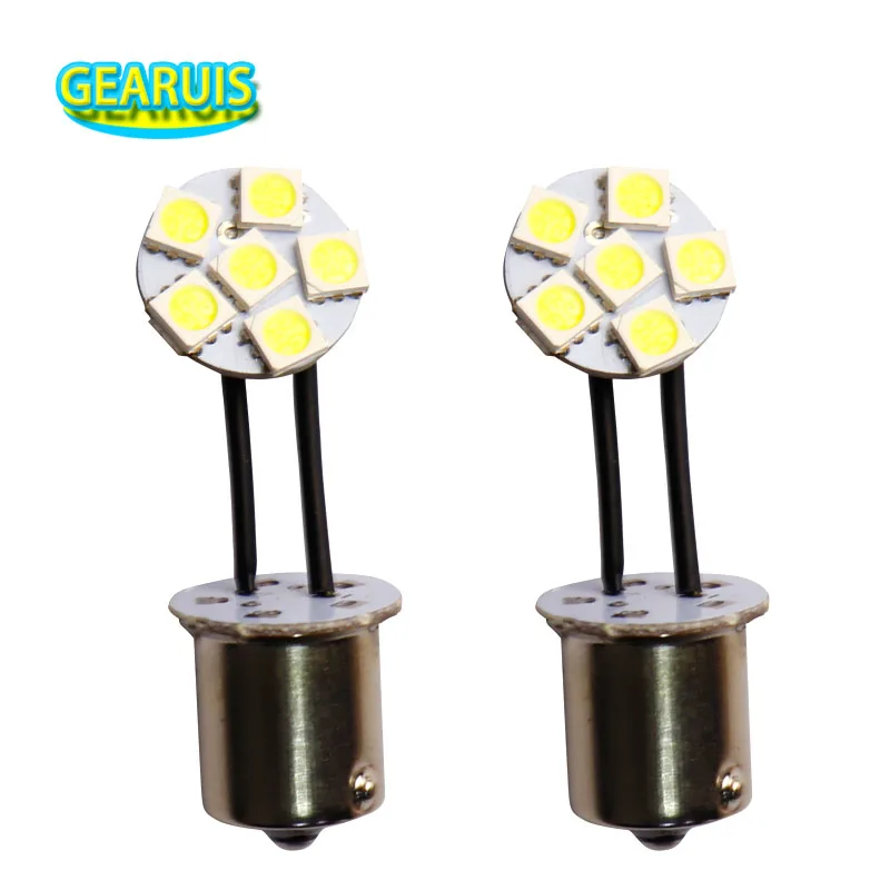 50 шт. AC 6 В 12 без полярного гибкого провода 1156 ba15s # 89 Base P21W smd 5050 Led 56MA 66MA Игровой