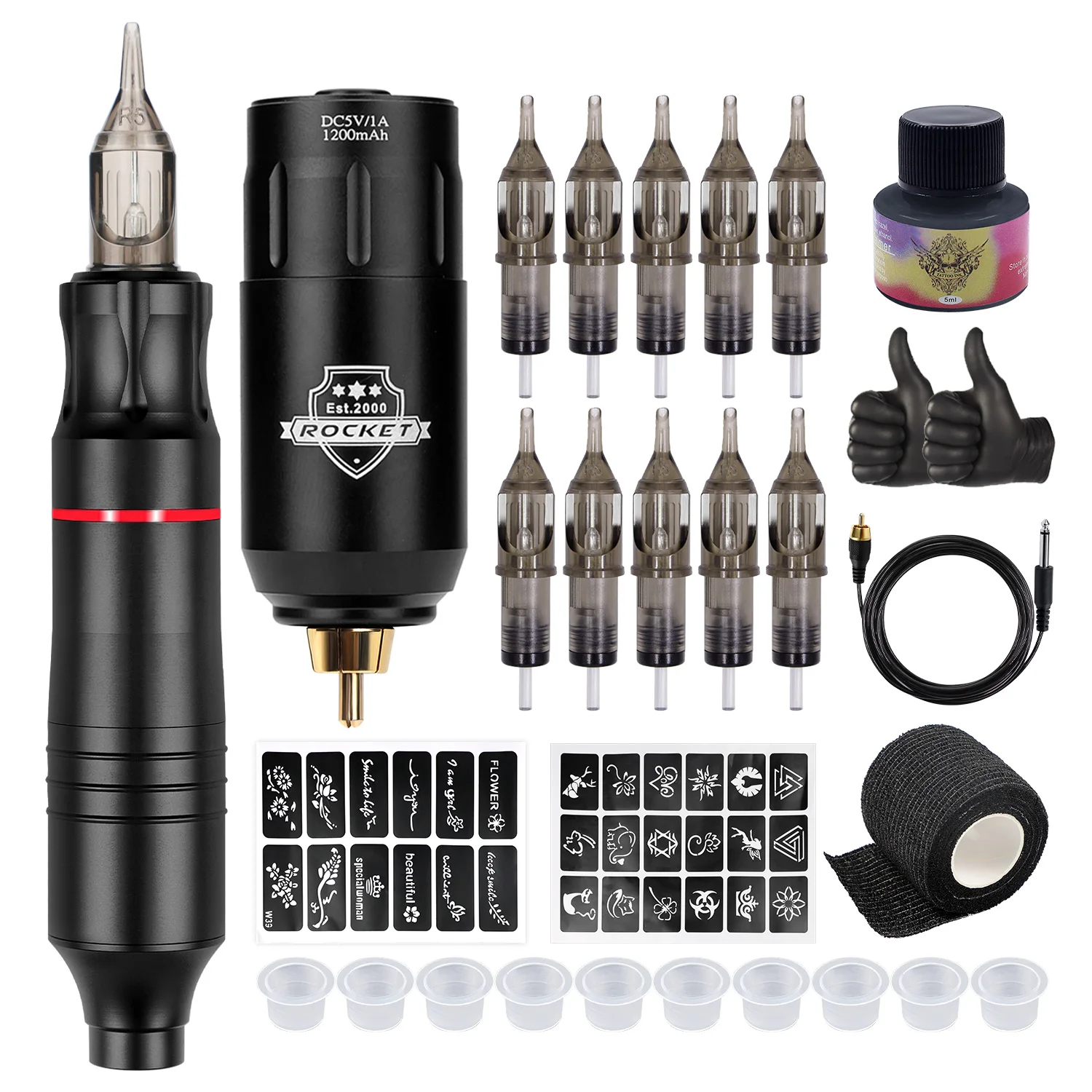 Professional Tattoo Machine Kits Rotary Wireless Tattoo Pen Set RCA Interface RCA Interface Permanent Makeup Tattoo Supplies