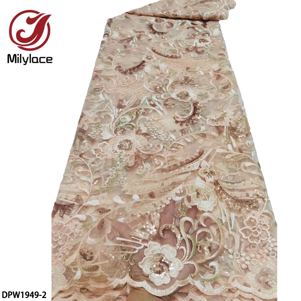 

Tulle Lace High Quality French Lace New Lace Sequins Embroidery Lace Fabric for Wedding Dress Fabric Dress Fabric DPW1949